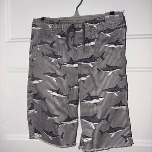 Boy’s Gray Shark-Print Drawstring Shorts Médium